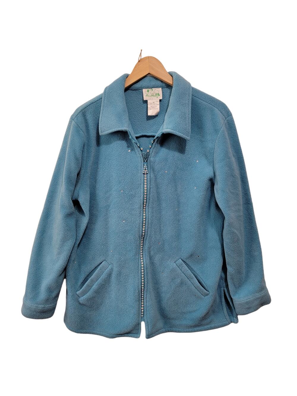 The Quacker Factory Womens Sparkle & Shine Zip Front Fleece Jacket A32787 Medium